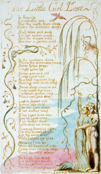 The Little Girl Lost, plate 5 from Songs of Innocence, 1789 by William Blake